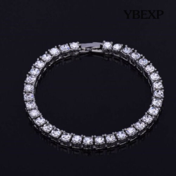 Men's 1 Row Silver 5mm Lab Diamond Tennis Bracelet - Picture 8 of 8